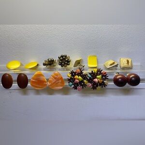 Vintage 60’s - 80’s Clip-On Earring Set in Yellow, Brown and Orange